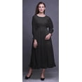 thumbnail image 2 of Bimba Robe Maxi à Volants pour Femmes, Géométrique, Manches Bishop, Col Rond, Taille Smockée - Petit, 2 of 5