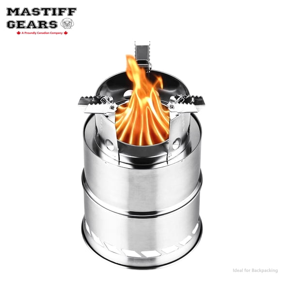 Mastiff Gears Potable wood pellet camping Backpacking stainless steel Stove, Stove top for kettle, cookware in Picnic, BBQ, Camping, Hiking, fishing