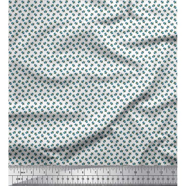 Soimoi Rayon Fabric Leaves & Floral Small Print Sewing Fabric Yard 56 Inch Wide