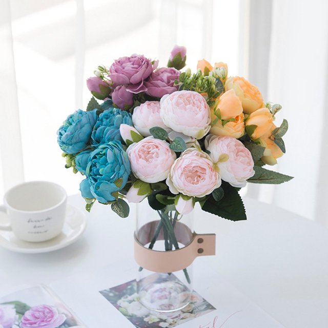 1 Bouquet Artificial Flower Natural Home Decor Portable Photography Prop Simulation Peony for Wedding
