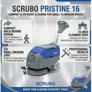Scrubo Pristine 16 Commercial Floor Scrubber - Heavy Duty, Lithium-Ion Battery