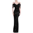 thumbnail image 2 of UPPADA Wedding Guest Dresses for Women One Shoulder Ruched Formal Evening Dress Wrap Ruffle Hem Dress Halter Bodycon Maxi Dress High Waist Party Prom Gown Cocktail Dress Clearance on sale, 2 of 6