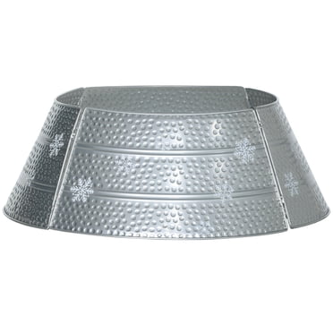 HOMCOM 26" Christmas Tree Collar with Hollow Snowflake Patterns Silver