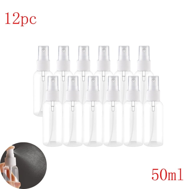 Oleegame 1PC 12PC Clear Plastic Spray Empty Bottle Small Spray Bottle with Plastic Sprayer White