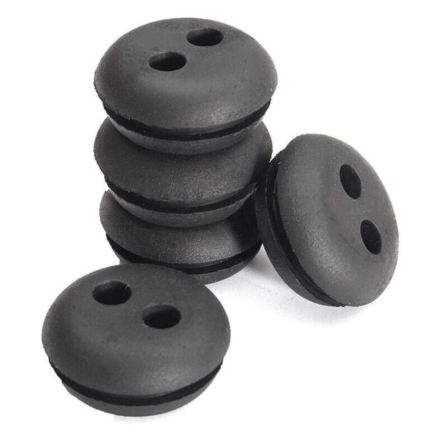 Lefu 5pcs 2-Hole Black Rubber Fuel Gas Tank Line Grommet For Home Trimmer Lawn Mower