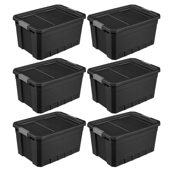 Sterilite Lot de 6 Bacs Stacker de 19 Gallons, Bacs de Rangement en Plastique Robustes, Noir