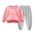 thumbnail image 2 of Pisexur Ensemble 2 Pcs pour Bébé Filles Garçons Automne Hiver Mode Décontractée Polaire Couleur Unie Manches Longues Col Rond Chandails en Molleton et Pantalons Vêtements de Détente Ensemble de Survêtement pour Enfants 3-8 Ans, 2 of 4