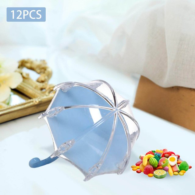 pitrice 12 Pieces Umbrella Shape Creative Candy Boxes for Halloween Party Favors Blue