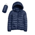 thumbnail image 2 of Packable down Jacket, Lightweight Hooded Puffer, White Duck down Coat Navy S , Coat, 2 of 5