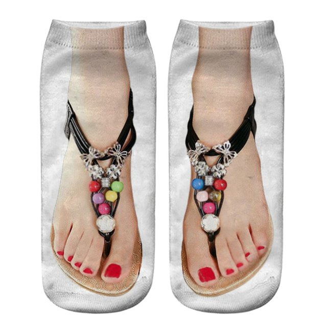 Chaussettes à Motif 3D Imprimées Chaussettes de Course Femmes Personnalité Cheville Basse