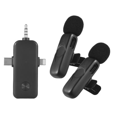 Wireless Lavalier Microphone System Dual Microphone Noise Reduction Built-in DSP Chip 2.4GHz Wireless Transmission