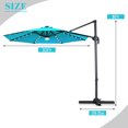 thumbnail image 3 of Costway Parasol Déporté à DEL Solaire de 10 Pi pour Terrasse, Rotation à 360 Degrés, Aluminium, Turquoise, 3 of 7