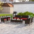 thumbnail image 2 of Gymax Ensemble de Mobilier de Patio 8 Pcs avec Coussins Lavables et Table Basse en Verre Trempé, 2 of 10
