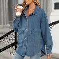 thumbnail image 3 of Veste en Denim Funicet pour Femmes,Vestes pour Femmes,Veste en Denim pour Femmes à Col à Revers Coloré, Manches Amincissantes, Veste en Denim Femme,Veste en Denim Femme, 3 of 5