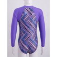 thumbnail image 4 of YONGHS Kids Girls Long Sleeve One Piece Swimsuits Zipper Rash Guard Swimwear UV Protection Bathing Suit Purple 8, 4 of 7