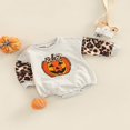 thumbnail image 3 of CNKOO Infant Baby Girls Halloween Romper Pumpkin Leopard Print Long Sleeve Jumpsuits Spring Autumn  Neck Bodysuits, 3 of 8