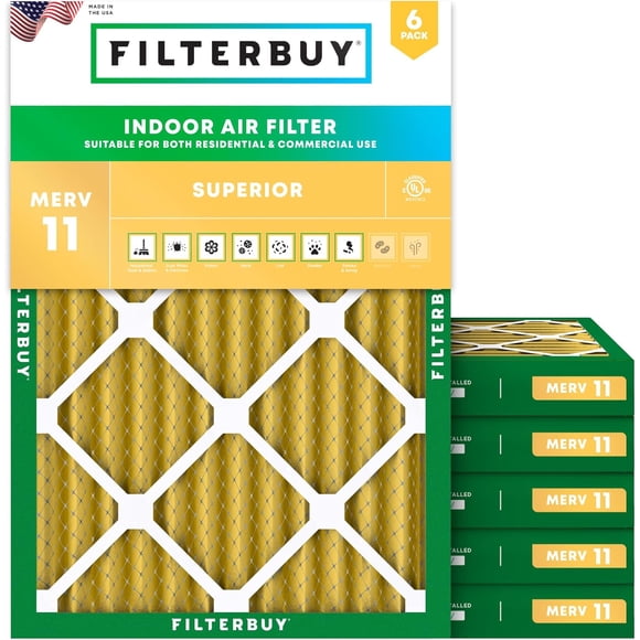 Filterbuy 25x29x2 Air Filter MERV 11 Allergen Defense, HVAC AC Furnace Air Filters Replacement (6-Pack)
