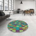 thumbnail image 4 of Ahgly Company Tapis d'Intérieur Lavable à la Machine, Carré, Transitionnel, Vert Émeraude, Tapis de Zone, 3 Pieds Carré, 4 of 7