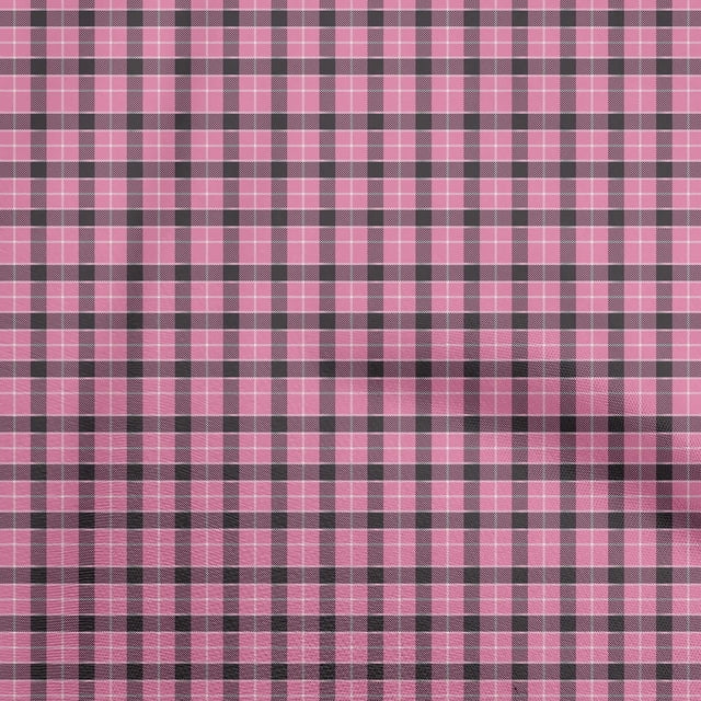 oneOone Polyester Spandex Light Pink Fabric Check Sewing Craft Projects Fabric Prints By Yard 56 Inch Wide