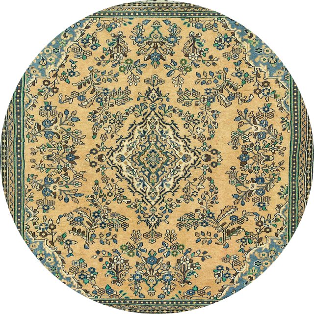 Ahgly Company Tapis d'Intérieur Ronds Abstraits Vert Olive Foncé, Tapis de Zone Abstraits, 3 Pieds Rond