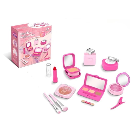 Ensemble de Maquillage pour Jeu d'Imitation pour Enfants 3+ - Trousse de Coiffage Violette avec Palette d'Ombres à Paupières, Fard à Joues, Rouge à Lèvres, Épingle à Cheveux et Pinceaux - Cosmétiques Simulés Réalistes Non Toxiques pour les Jeux de Beauté Imaginatifs des Filles &