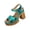 Sky Blue, variant on HTHLVMD Platform Heel Sandals, Chunky Heel Shoes, Women's Metallic Pu Chunky Heel Sandals – Platform Block Heels With Adjustable Buckle, Comfortable Wedding Party Dress Pump Sandal, Gold 8