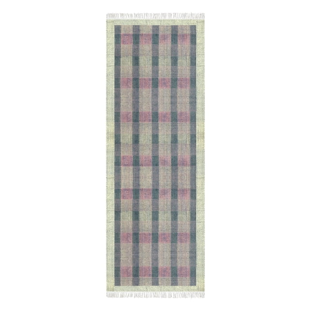 Casavani Tapis Kilim Moderne Bleu Fait à la Main pour la Maison Tapis d'Extérieur Boho Durrie 4x7 Pieds