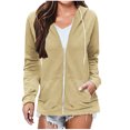 thumbnail image 1 of Yuyuzo Womens Hoodies Long Sleeve Full Zip up Basic Sweatshirts Drawstring Jacket Coat with Pockets, 1 of 7