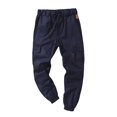 thumbnail image 3 of FOCUSNORM Men Solid Color Cargo Trousers, Loose Fit Drawstring Waist Long Pants, 3 of 9