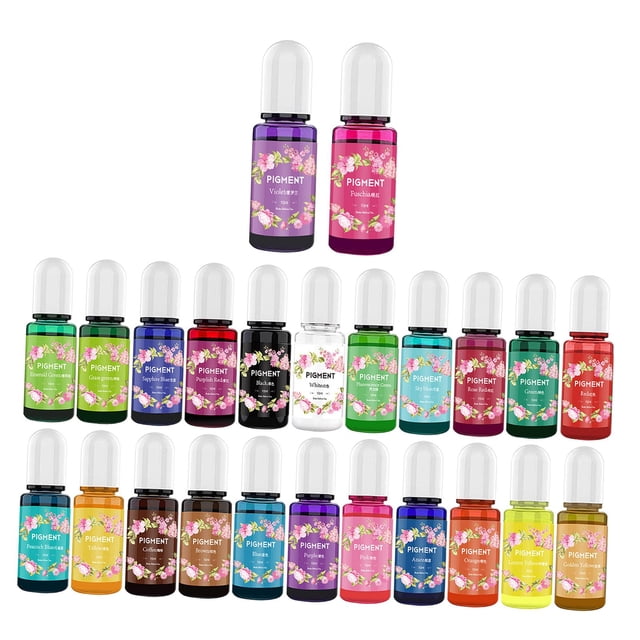 KLKCMS Epoxy Resin Pigment Compact 10ml Resin Colorant Liquid Resin Dye Fits Resin Arts 24 Color