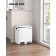 thumbnail image 2 of SONGMICS Garbage Can, 2 x 4 Gallon (2 x 15 L) Trash Can, Recycle Bin with Soft-Close Lids, Pedals, and Inner Buckets for Kitchen, Stainless Steel, White, 2 of 6