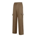 thumbnail image 4 of RXIRUCGD Men Casual Trousers High Waist Drawstring With Multi-Pockets Long Pants, Coffee, Size: S, 4 of 5