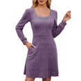 thumbnail image 1 of TJAZFJPA Robe Longue Robe Chandail Tricotée pour Femmes avec Poches Col Carré Manches Longues Robes Longues d'Hiver pour Femmes Robe Verte, 1 of 9