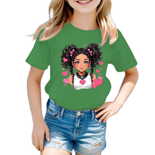 FhsagQ The 7th Of July Fille Enfant Mignonne Graphique Col Rond Manches Courtes Tee Été Décontracté T-Shirt Fille Printemps The 7th Of July T-Shirts Taille 14-16 Plus Vert Printemps 13-14 Ans
