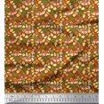 thumbnail image 1 of Soimoi Moss Georgette Fabric Leaves & Fox Face Cartoon Print Fabric by Yard 42 Inch Wide, 1 of 3
