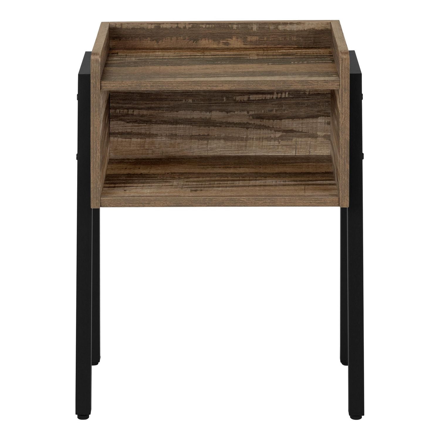 Monarch Specialties Accent Table, Side, End, Nightstand, Lamp, Living Room, Bedroom, Brown Laminate, Black Metal, Contemporary, Modern
