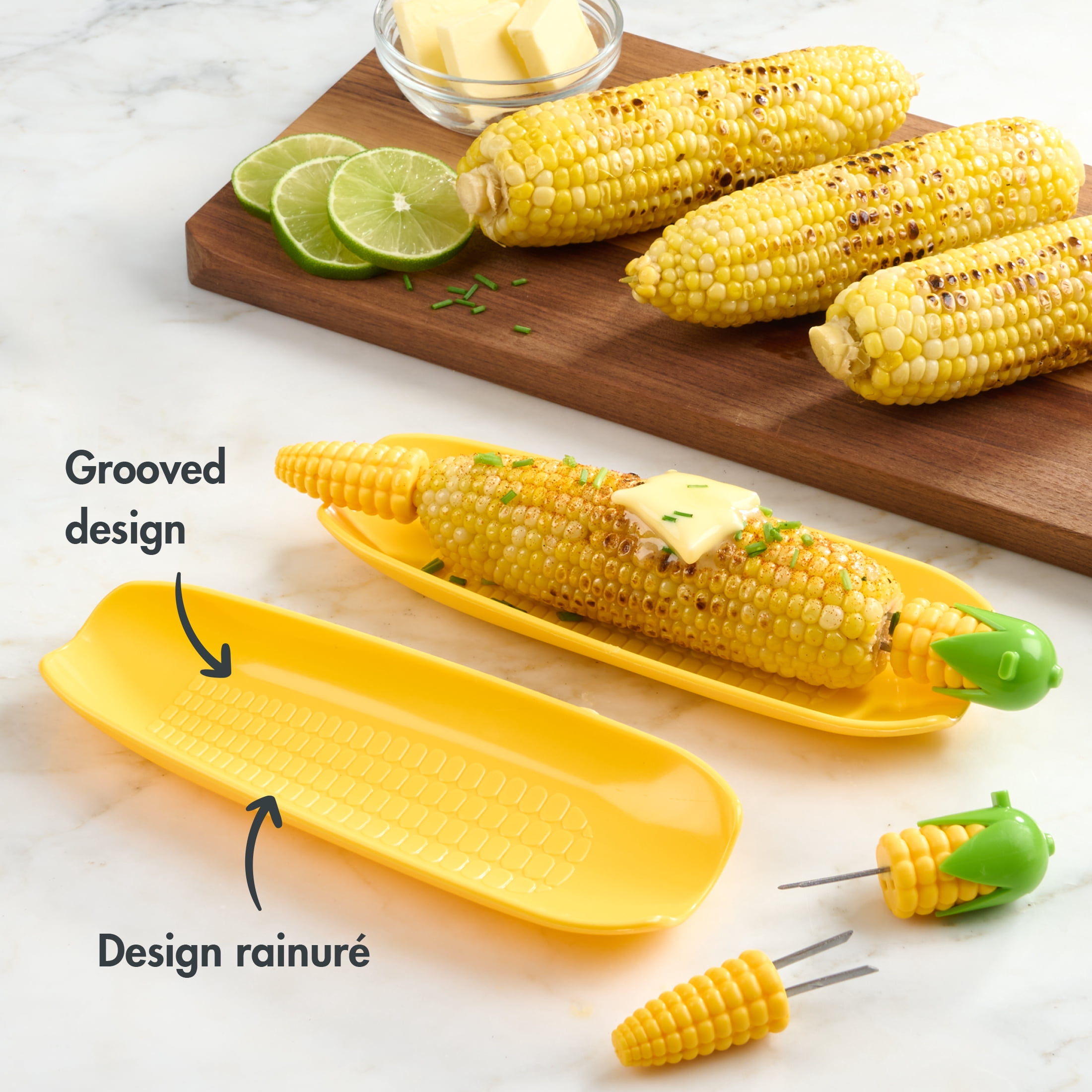 Mainstays 2PC Corn-Shaped Plates, Yellow
