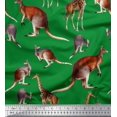 thumbnail image 1 of Soimoi Green Rayon Fabric Kangaroo & Giraffe Animal Print Fabric by Yard 56 Inch Wide, 1 of 3