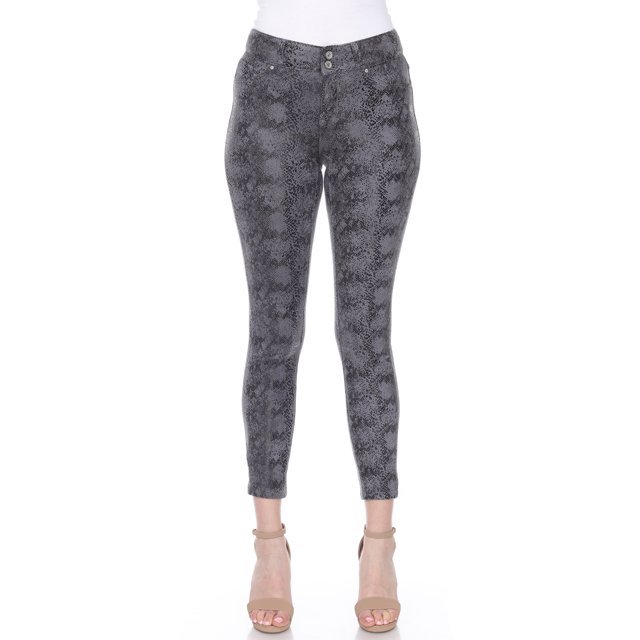 White Mark Pantalon pour Femme en Faux Suède à Imprimé Serpent