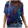 thumbnail image 1 of AMERTEER Mode Femmes Été T-Shirt Imprimé Manches Courtes Col Rond Tee Décontracté Hauts T-Shirt pour Femmes, 1 of 3