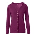thumbnail image 5 of MIASHUI Women's V-Neck Button Front Knit Cardigan, Fashion Solid Color Open Front Lightweight Casual Jacket for Women Purple,XL, 5 of 5