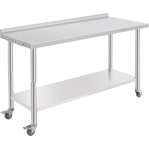 60 x 24 x 35 Inch NSF Stainless Steel Work Table - Heavy Duty Prep Table with Adjustable Undershelf for Restaurant Kitchen and Hotel