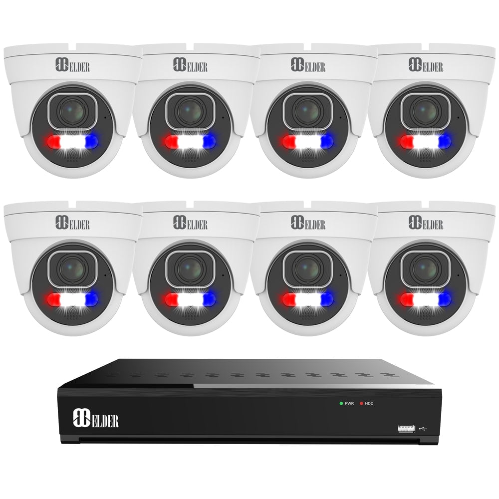 Elder AI Security Camera System 12MP NVR 8Ch PoE, 8-Camera Motorized 4K Dual-Light Outdoor 4TB, Sony Sensor & NDAA, Long-Range Night Vision, Full Color Surveillance NocVU Series