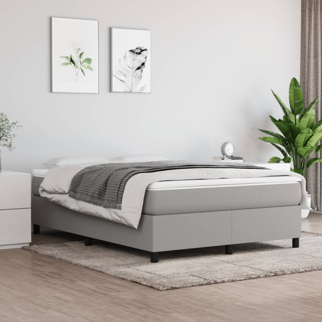 vidaXL Bed Frame Light Grey 152x203 cm Queen Fabric