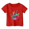 thumbnail image 1 of PMVFHDE Hauts Garçons Garçon et Fille Mode Décontractée Imprimé Col Rond Ample T-Shirt à Manches Courtes Haut Rouge, 3-4 Ans, 1 of 3