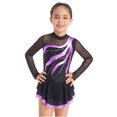 thumbnail image 2 of TiaoBug Robe de Patinage Artistique en Maille Élégante pour Filles avec Strass Manches Longues Robe Tutu de Danse Ballet Violet 8, 2 of 6