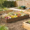thumbnail image 2 of Outsunny 12 x 4 x 1ft Galvanized Raised Garden Bed, Open Bottom, Brown, 2 of 10