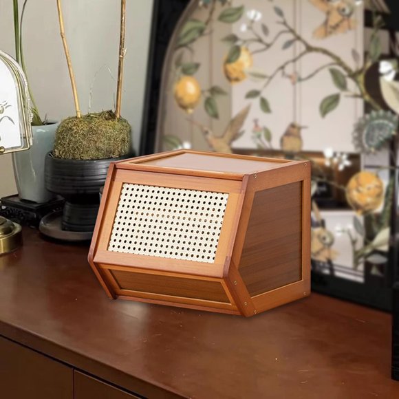 Elodie Desktop Organizer Cabinet Bamboo with Ventilate Door for Cosmetic Book Spice Coffee 35cm
