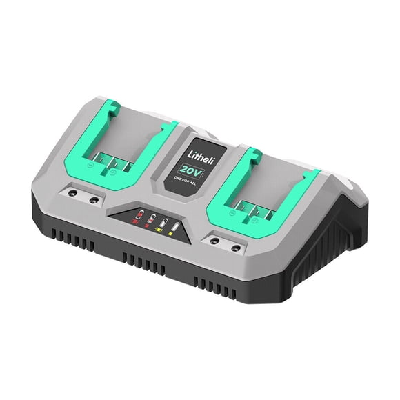 Litheli Chargeur à Double Port 20V 2,4A pour Batterie Lithium-Ion 20V