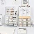 thumbnail image 3 of Organisateur Cosmétique Transparent à Tiroirs avec Six Compartiments - Boîte de Rangement Compacte Anti-Poussière pour Rouges à Lèvres, Bijoux et Accessoires de Maquillage, Étui de Bureau Multi-Grilles Rose Clair pour Coiffeuse, 3 of 3